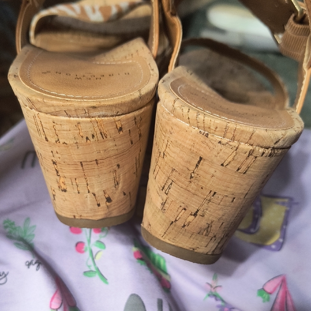 Tan Cork Wedge Sandals - Picture 4 of 5